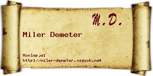Miler Demeter névjegykártya